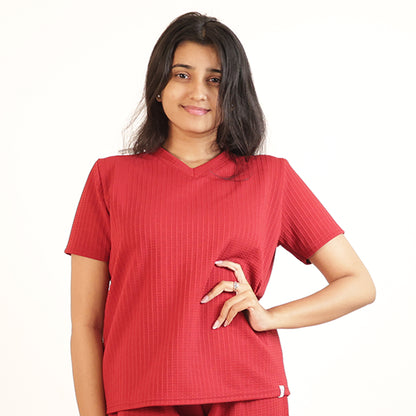 Cotton V Neck Top +Pant  Nightwears