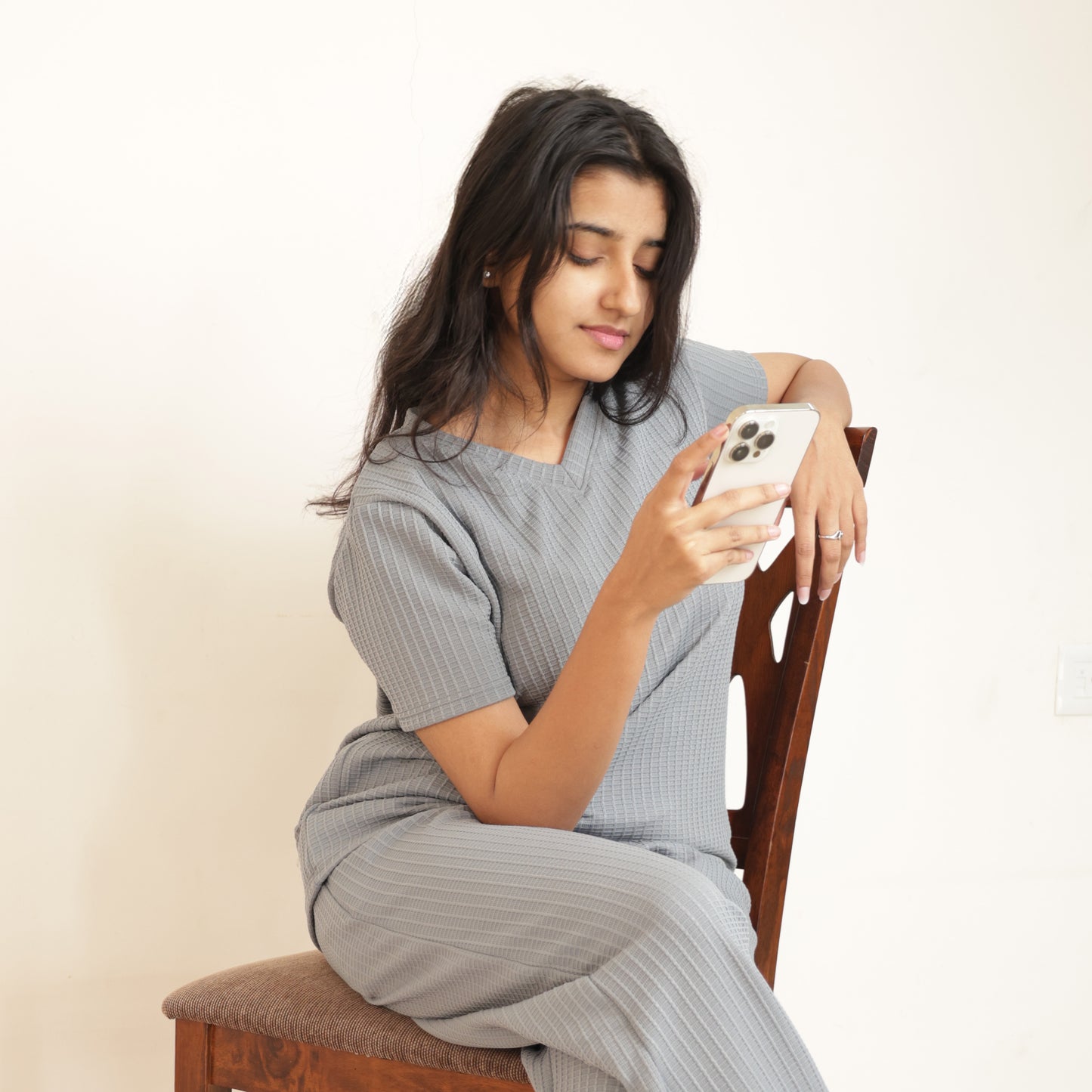 Cotton V Neck Top +Pant  Nightwears