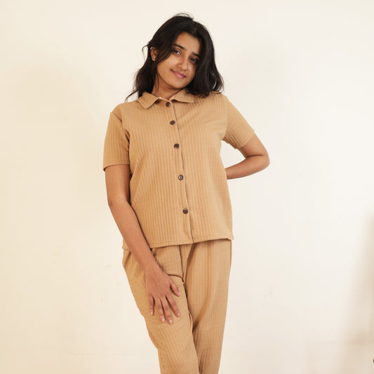 Cotton Collar Neck Top + Pant Nightwears