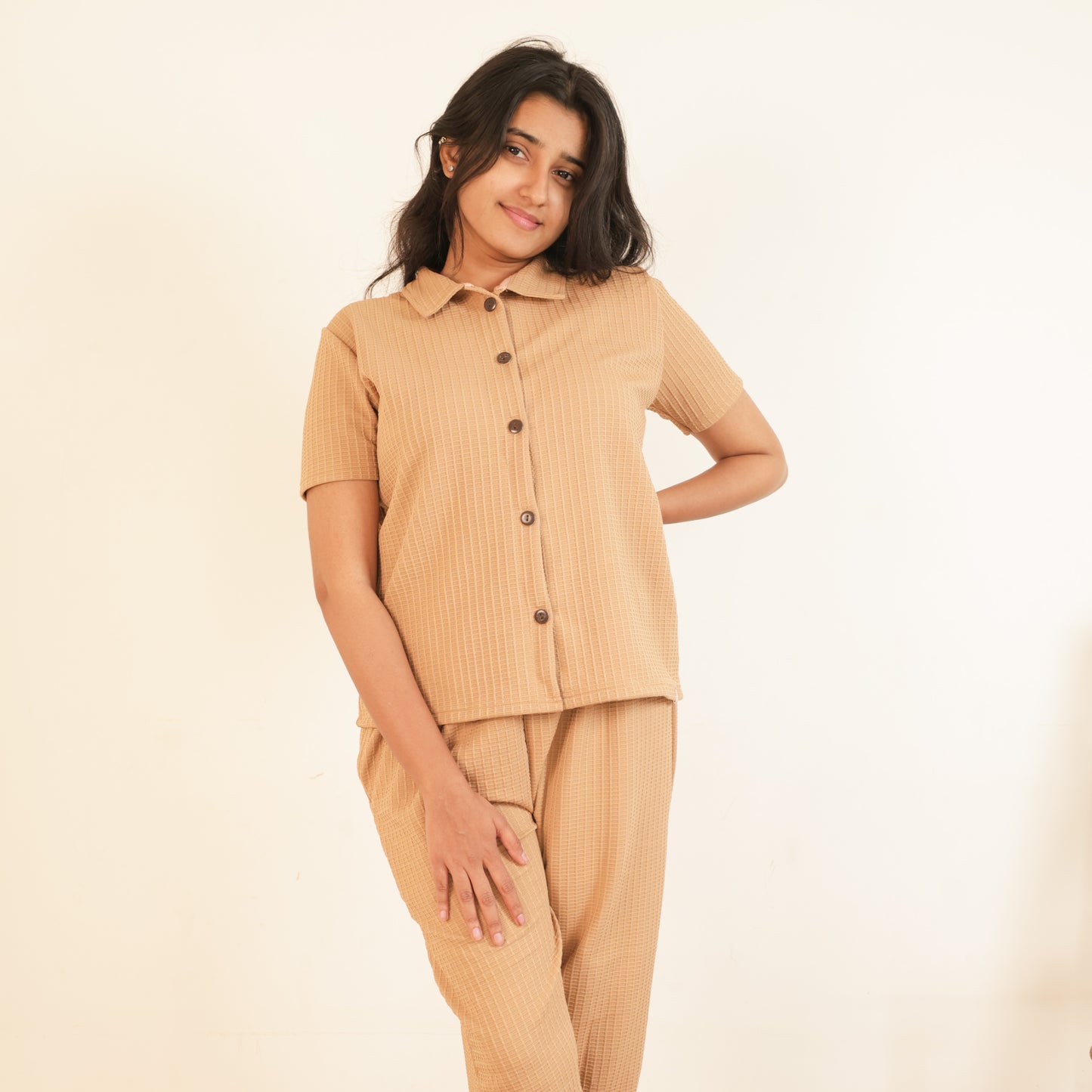Cotton Collar Neck Top + Pant Nightwears