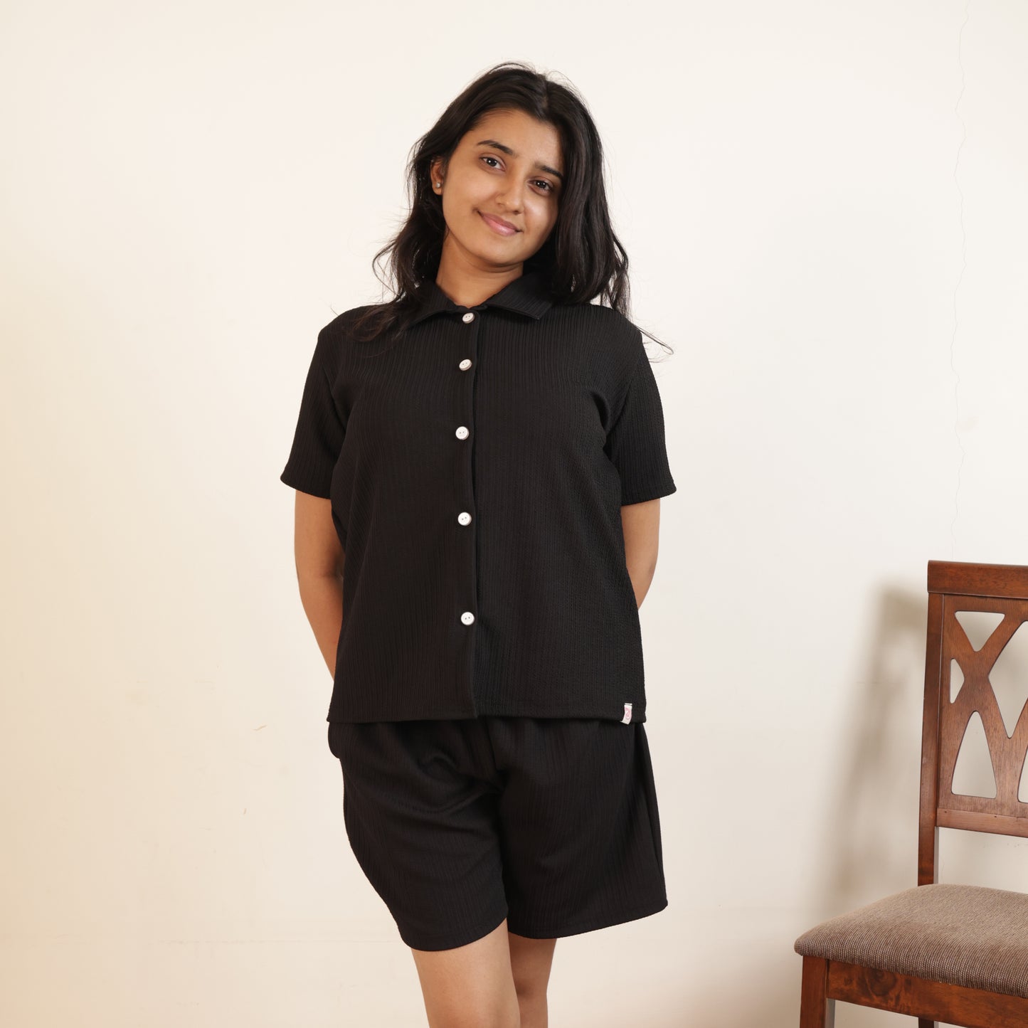 Cotton Collar Neck  Top + Short Nightwears