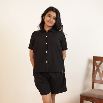 Cotton Collar Neck  Top + Short Nightwears