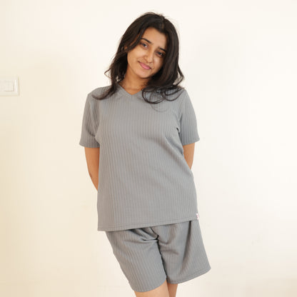 Cotton V Neck Top + Short Nightwears