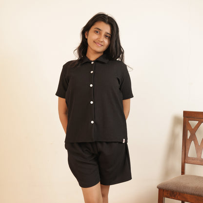 Cotton Collar Neck  Top + Short Nightwears