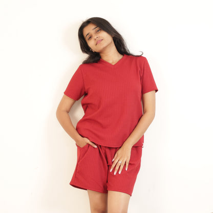 Cotton V Neck Top + Short Nightwears