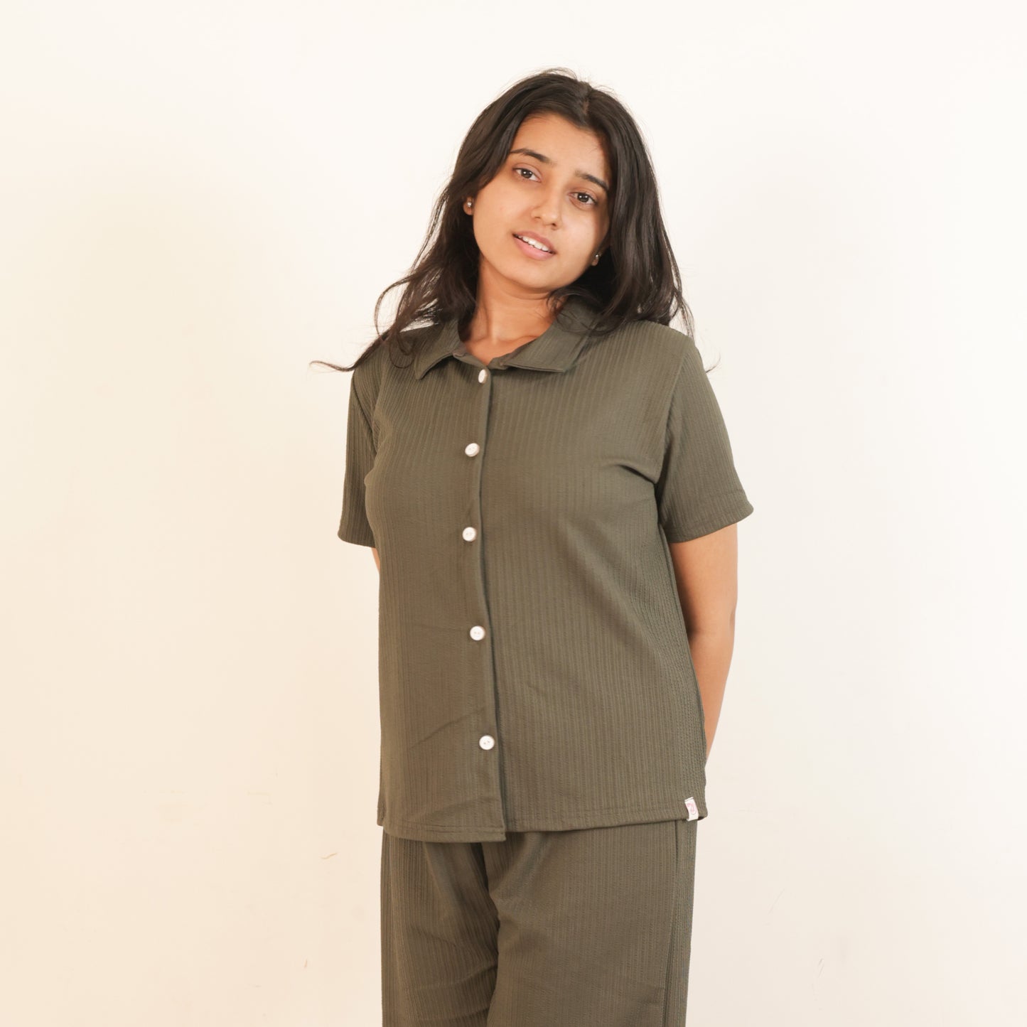 Cotton Collar Neck Top + Pant Nightwears