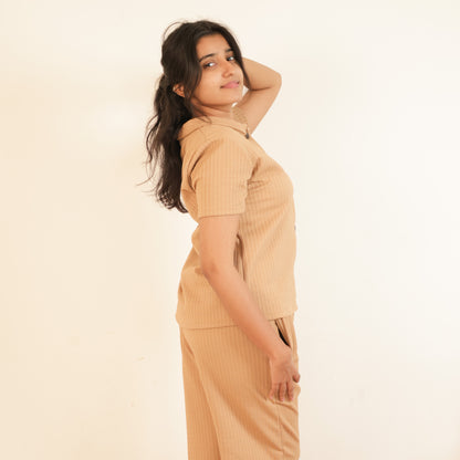 Cotton Collar Neck Top + Pant Nightwears