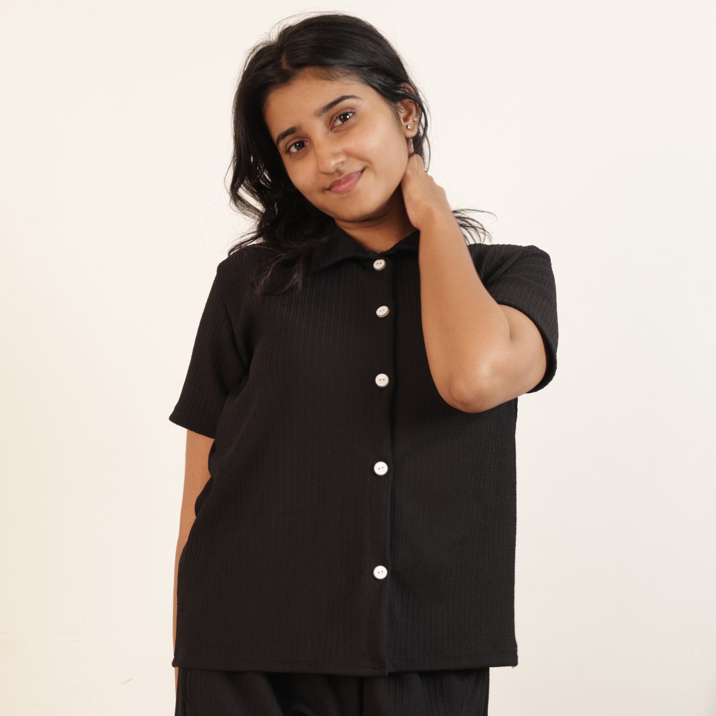 Cotton Collar Neck  Top + Short Nightwears