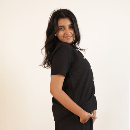 Cotton Collar Neck  Top + Short Nightwears