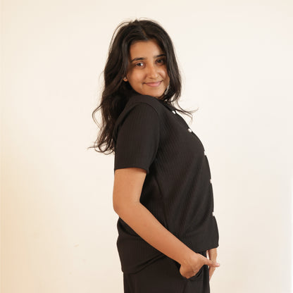 Cotton Collar Neck  Top + Short Nightwears