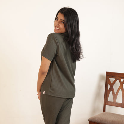 Cotton Collar Neck Top + Pant Nightwears