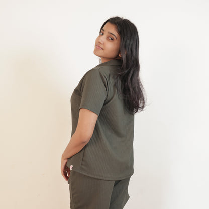 Cotton Collar Neck  Top + Short Nightwears