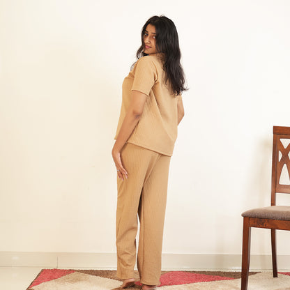 Cotton Collar Neck Top + Pant Nightwears