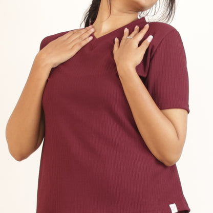 Cotton V Neck Top +Pant  Nightwears