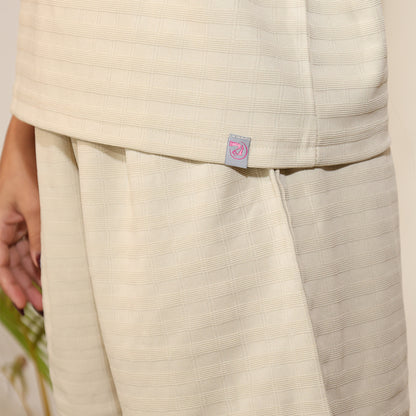 Cotton V-Neck Nightwear Set - Top & Shorts (Beige)