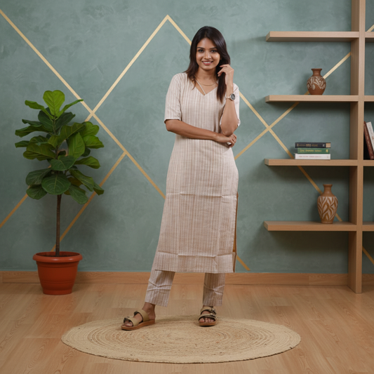 Cotton Katariya stripes(chiku color)