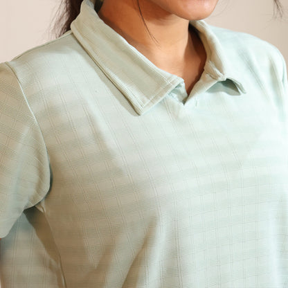 Cotton Collar Neck Nightwear Set - Top & Shorts (Green)