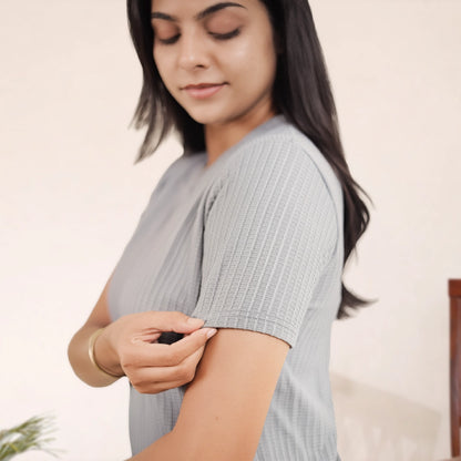 Cotton V Neck Top +Pant  Nightwears (Grey)