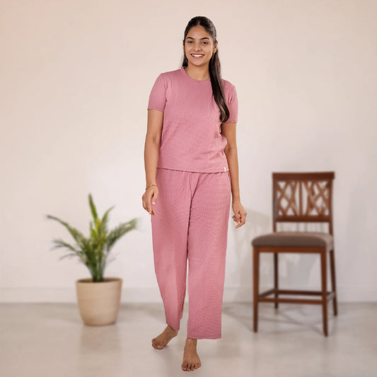 Button-Down Collar Nightwear Set Top + Pant Nightwears