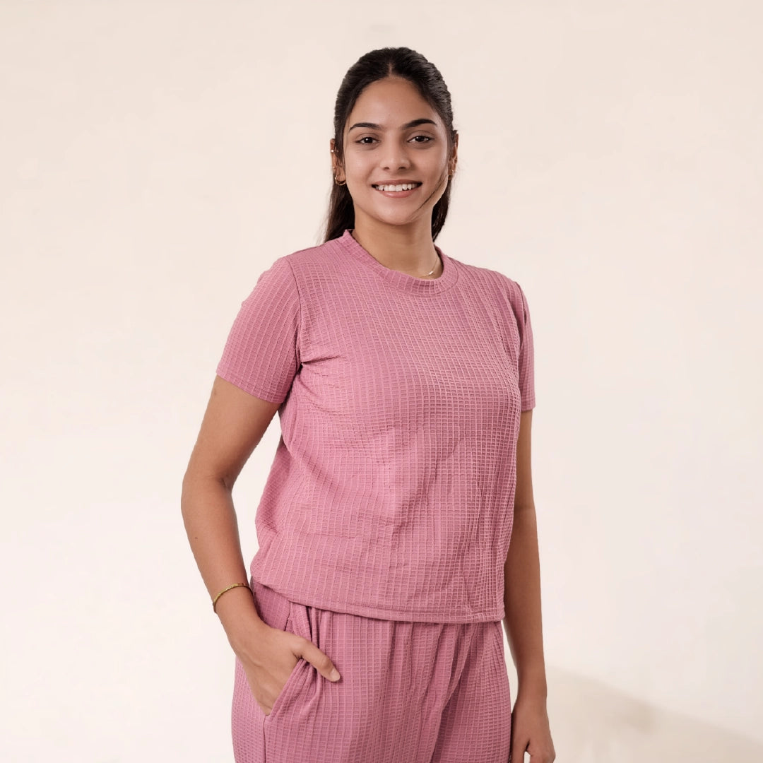 Button-Down Collar Nightwear Set Top + Pant Nightwears