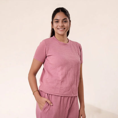 Button-Down Collar Nightwear Set Top + Pant Nightwears