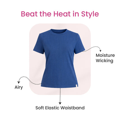 Cotton Round Neck Top + Short Nightwears (Pink)