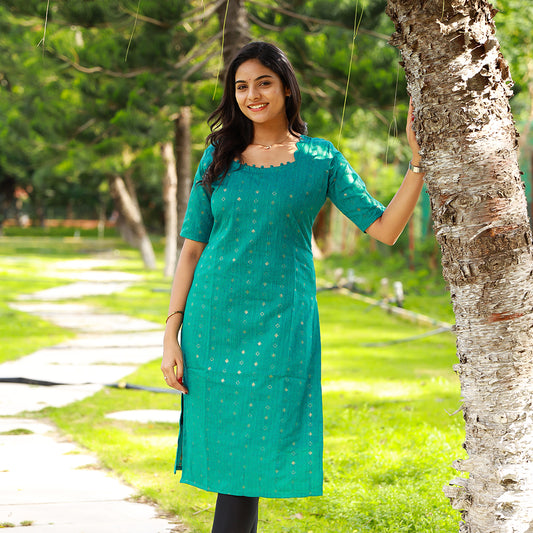 Cotton Diamond Zari Stripes kurta