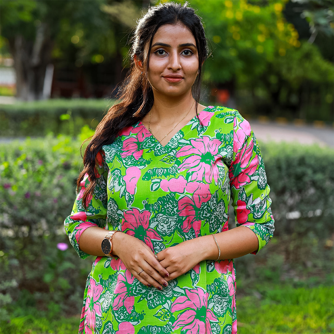 Cotton Tissue Green kurta