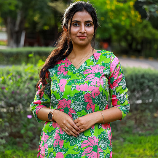Cotton Tissue Green kurta