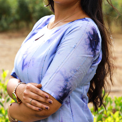 Cotton  Dye & Dye Blue kurta