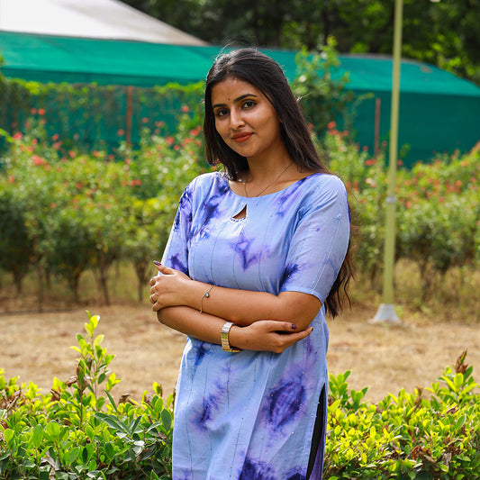Cotton  Dye & Dye Blue kurta