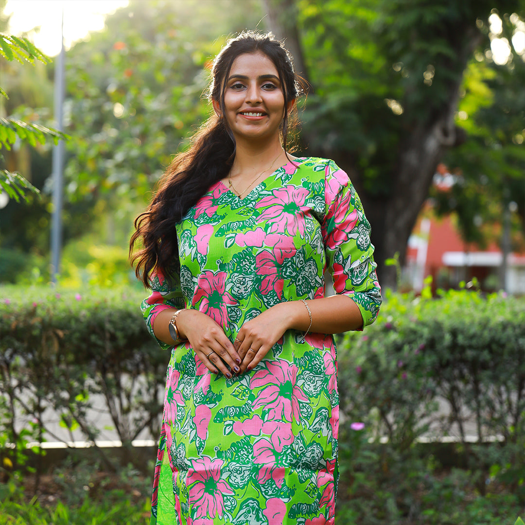 Cotton Tissue Green kurta