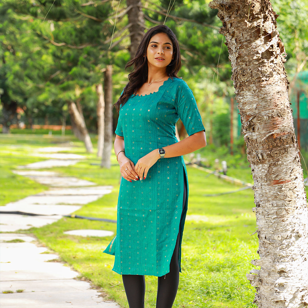 Cotton Diamond Zari Stripes kurta